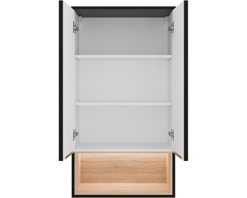 Подвесной шкаф Brevita Enfida 60 ENF-08060-021 над стиральной машиной Черный матовый Дуб Сонома светлый