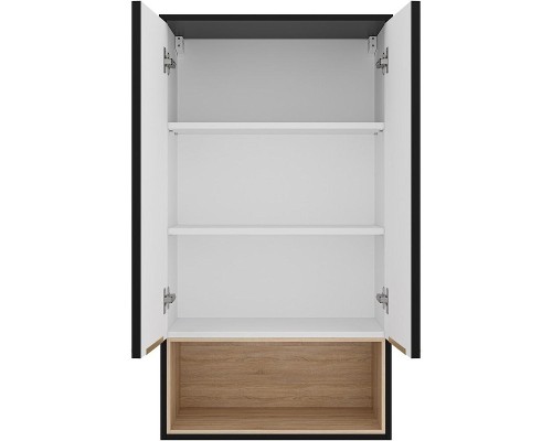 Подвесной шкаф Brevita Enfida 60 ENF-08060-021 над стиральной машиной Черный матовый Дуб Сонома светлый