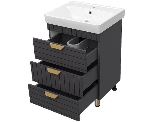 Тумба с раковиной Brevita Gloster 60 УТ000012446 Графит матовый