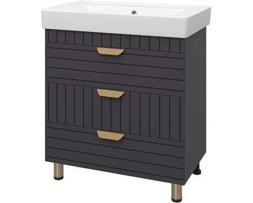 Тумба с раковиной Brevita Gloster 80 УТ000012447 Графит матовый