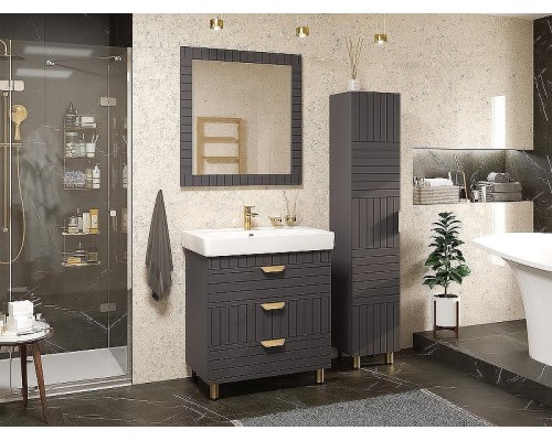 Тумба с раковиной Brevita Gloster 80 УТ000012447 Графит матовый