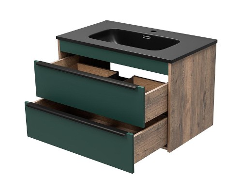 Тумба с раковиной Brevita Greenwood 80 УТ000024347 подвесная Зеленая матовая Дуб Галифакс олово