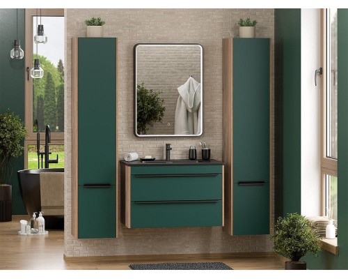 Тумба с раковиной Brevita Greenwood 80 УТ000024347 подвесная Зеленая матовая Дуб Галифакс олово