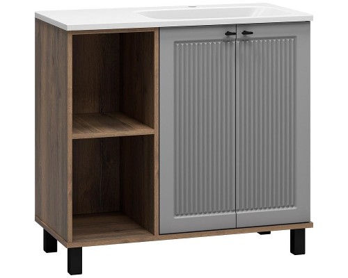 Тумба с раковиной Brevita Lumus 90 R УТ000025490 Серая матовая Дуб Галифакс олово