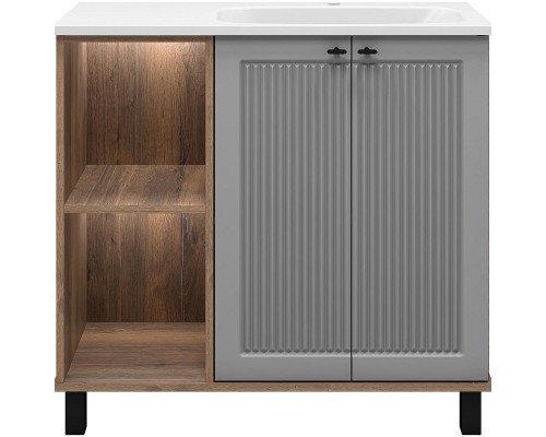 Тумба с раковиной Brevita Lumus 90 R УТ000025490 Серая матовая Дуб Галифакс олово