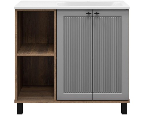 Тумба с раковиной Brevita Lumus 90 R УТ000025490 Серая матовая Дуб Галифакс олово