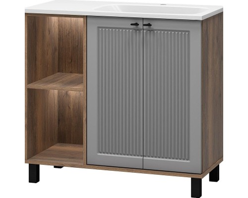 Тумба с раковиной Brevita Lumus 90 R УТ000025490 Серая матовая Дуб Галифакс олово