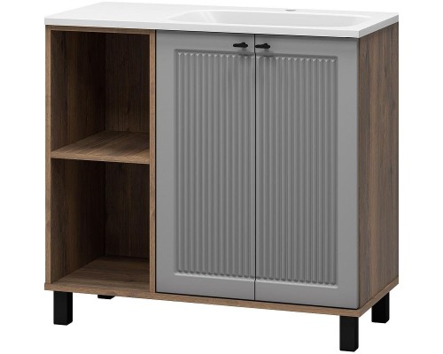 Тумба с раковиной Brevita Lumus 90 R УТ000025490 Серая матовая Дуб Галифакс олово