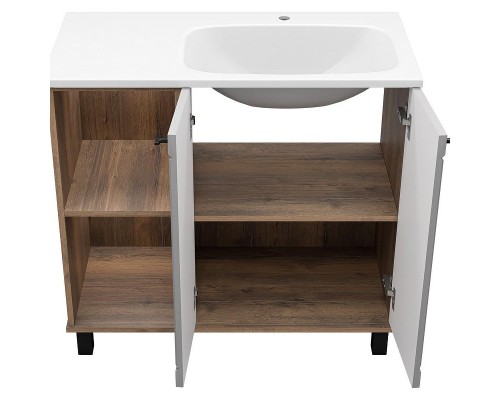 Тумба с раковиной Brevita Lumus 90 R УТ000025490 Серая матовая Дуб Галифакс олово