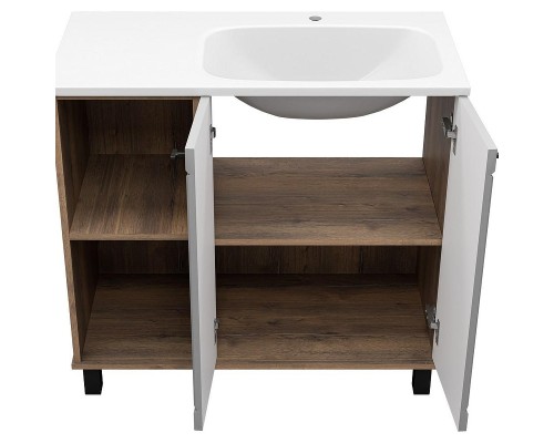 Тумба с раковиной Brevita Lumus 90 R УТ000025490 Серая матовая Дуб Галифакс олово