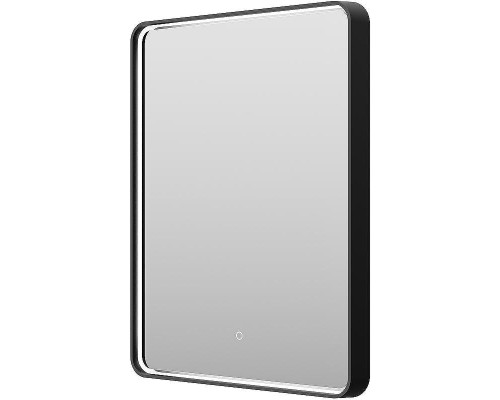 Зеркало Brevita Mercury 60 MER-Rett6-060/80-black с подсветкой Черное матовое с сенсорным выключателем