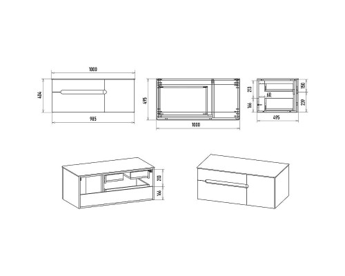 Тумба с раковиной Brevita Pallisandro 100 УТ000025403 подвесная Серая матовая
