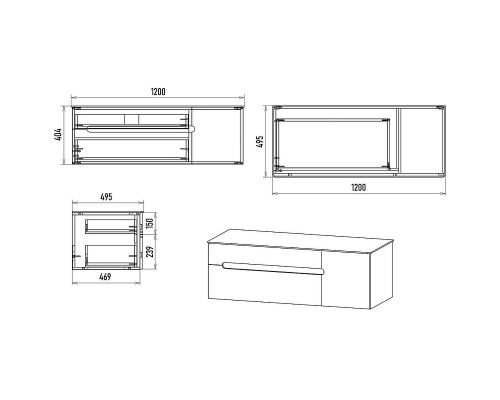 Тумба с раковиной Brevita Pallisandro 120 УТ000025404 подвесная Серая матовая