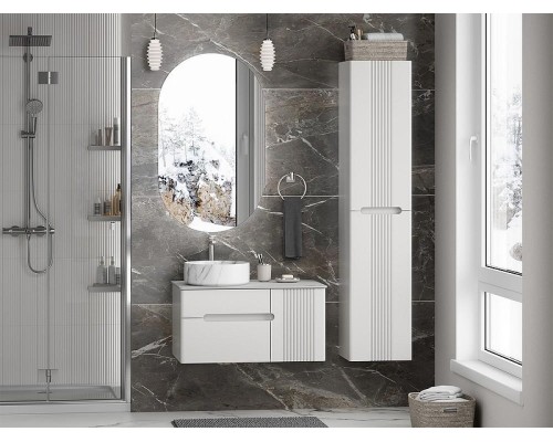 Тумба с раковиной Brevita Pallisandro 80 УТ000025399 подвесная Серая матовая