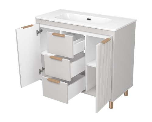 Тумба с раковиной Brevita Risacca Crema 100 УТ000025682 Серая матовая