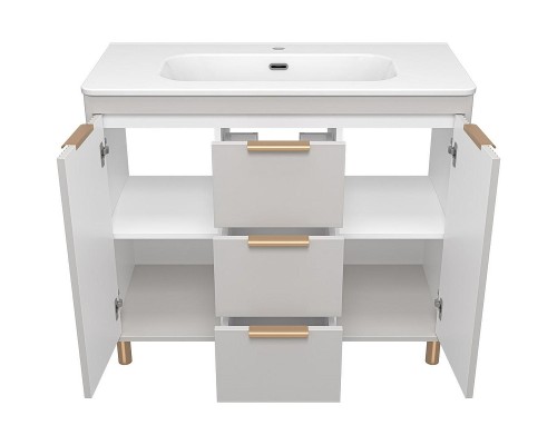 Тумба с раковиной Brevita Risacca Crema 100 УТ000025682 Серая матовая