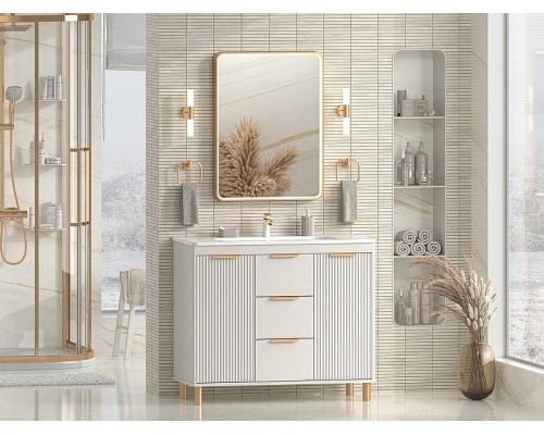 Тумба с раковиной Brevita Risacca Crema 100 УТ000025682 Серая матовая