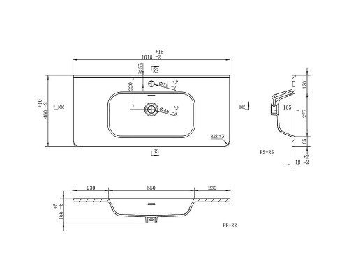 Тумба с раковиной Brevita Risacca Crema 100 УТ000025682 Серая матовая