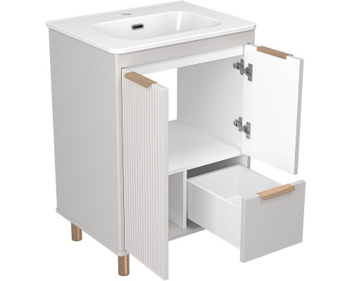 Тумба с раковиной Brevita Risacca Crema 60 УТ000025678 Серая матовая