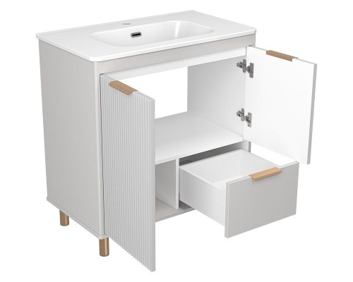 Тумба с раковиной Brevita Risacca Crema 80 УТ000025680 Серая матовая