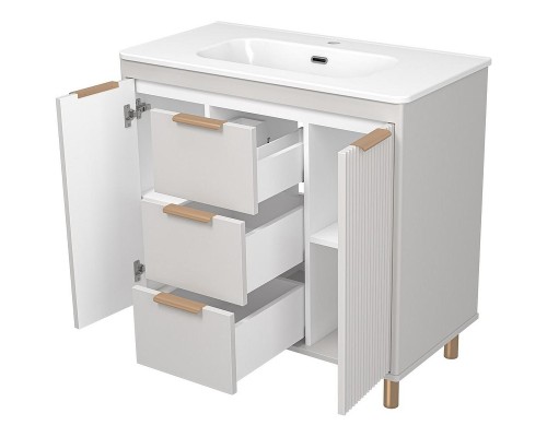 Тумба с раковиной Brevita Risacca Crema 90 УТ000025681 Серая матовая