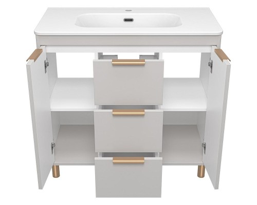 Тумба с раковиной Brevita Risacca Crema 90 УТ000025681 Серая матовая