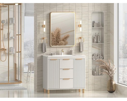 Тумба с раковиной Brevita Risacca Crema 90 УТ000025681 Серая матовая