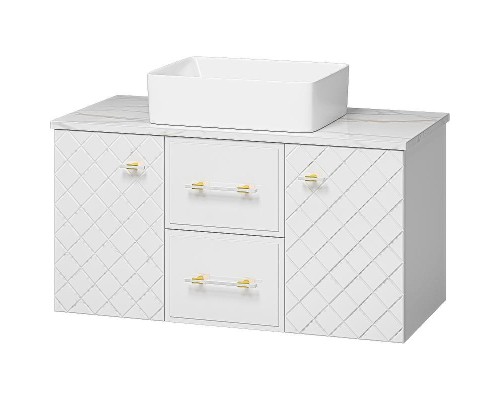 Тумба с раковиной Brevita Shanel 100 УТ000023185 подвесная Белая глянцевая