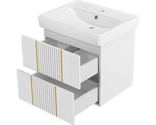 Тумба с раковиной Brevita Vega 60 УТ000022668 подвесная Белая матовая Золото