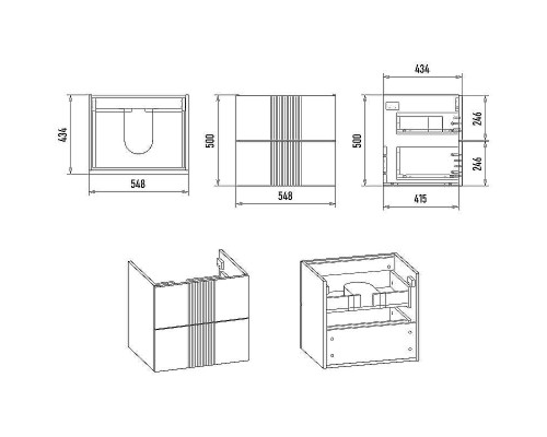 Тумба с раковиной Brevita Vega 60 УТ000022668 подвесная Белая матовая Золото