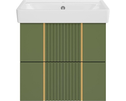 Тумба с раковиной Brevita Vega 60 УТ000022674 подвесная Зеленая матовая Золото