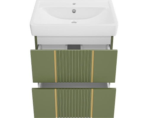 Тумба с раковиной Brevita Vega 60 УТ000022674 подвесная Зеленая матовая Золото