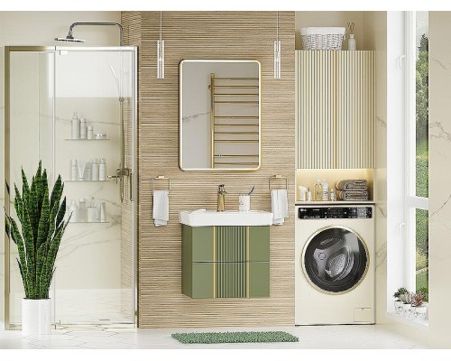 Тумба с раковиной Brevita Vega 60 УТ000022674 подвесная Зеленая матовая Золото