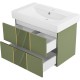 Тумба с раковиной Brevita Vega 80 УТ000022676 подвесная Зеленая матовая Золото