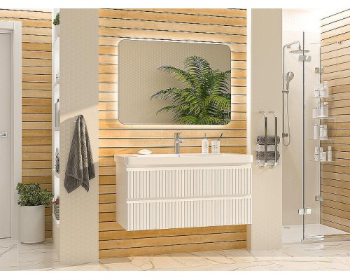 Тумба с раковиной Brevita Victory 105 УТ000015996 подвесная Белая матовая