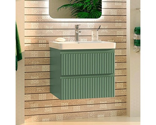 Тумба с раковиной Brevita Victory 60 УТ000015997 подвесная Зеленая матовая