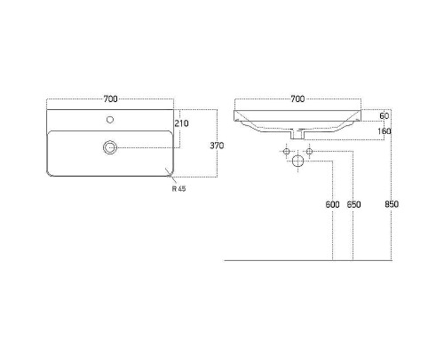 Тумба с раковиной Brevita Victory 70 УТ000015994 подвесная Белая матовая