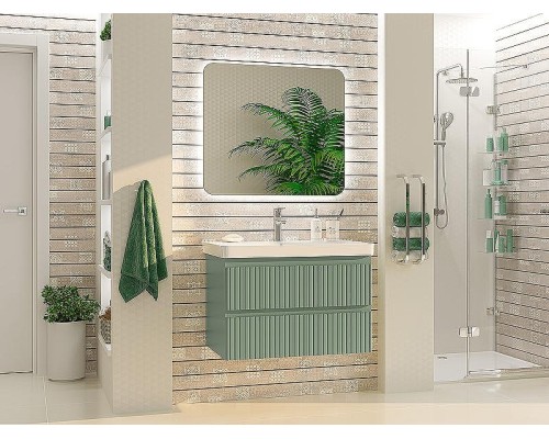 Тумба с раковиной Brevita Victory 80 УТ000015999 подвесная Зеленая матовая