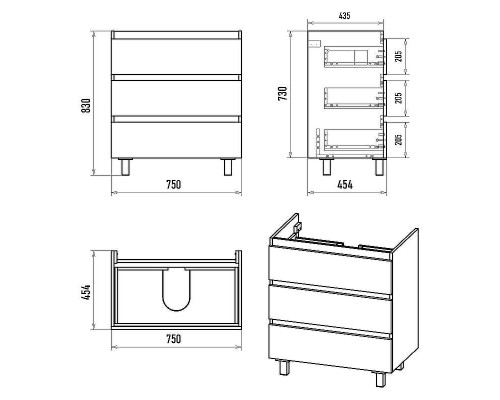 Тумба с раковиной Brevita Victory 80 УТ000023606 Серый шелк