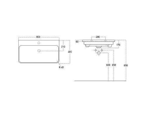 Тумба с раковиной Brevita Victory 80 УТ000023606 Серый шелк