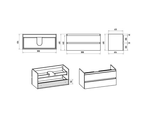 Тумба с раковиной Brevita Victory 105 УТ000025791 подвесная Серый шелк