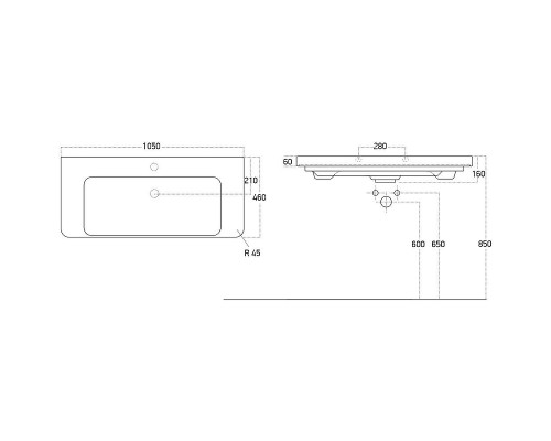 Тумба с раковиной Brevita Victory 105 УТ000025791 подвесная Серый шелк