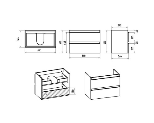 Тумба с раковиной Brevita Victory 70 УТ000025789 подвесная Серый шелк