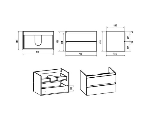 Тумба с раковиной Brevita Victory 80 УТ000025790 подвесная Серый шелк
