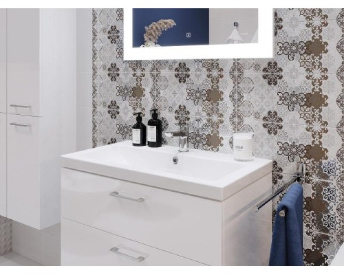 Зеркало Cersanit Led 060 Design Pro 80 KN-LU-LED060*80-p-Os с подсветкой с диммером, часами и подогревом