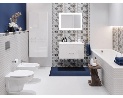 Зеркало Cersanit Led 060 Design Pro 80 KN-LU-LED060*80-p-Os с подсветкой с диммером, часами и подогревом