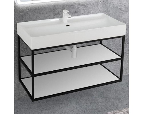 Консоль под раковину Cezares Cadro 100 CADRO50-100/50/58-2C-SO-MET-ST Черная матовая