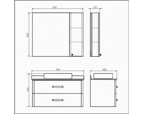 Зеркало со шкафом Comforty Амстердам 95 00004143986 Белый глянец