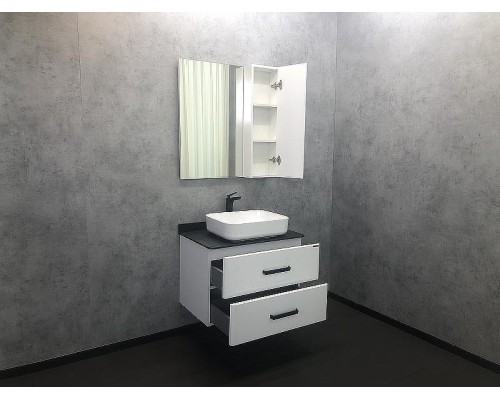 Зеркало со шкафом Comforty Амстердам 75 00004144209 Белый глянец