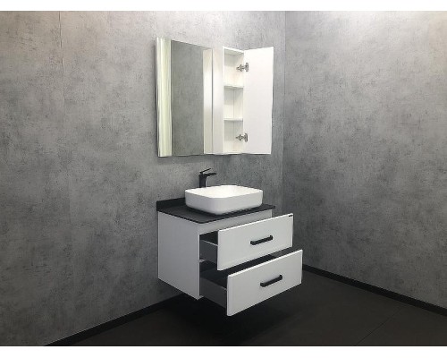 Зеркало со шкафом Comforty Амстердам 75 00004144209 Белый глянец